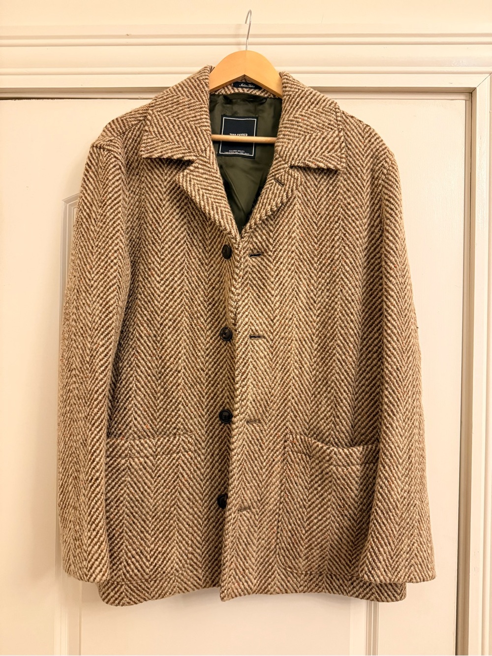 Todd Snyder Herringbone Cafe Chore Jacket in Beige Herringbone Size M Like New
